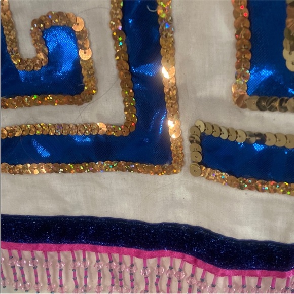 Blue and Gold Sequin Embellished Fabric costume ( Indian ) has multiple pieces - Picture 4 of 9